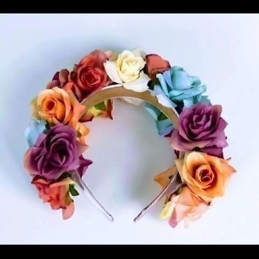 Stunning Handmade Colorful/Pastel Spring Rose Goddess Flower Crown